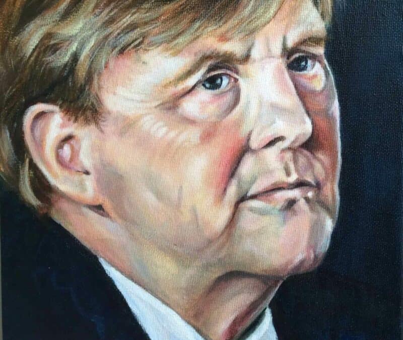 Koning Willem Alexander1, 2019, acryl op doek, 20×20 cm,: 75€